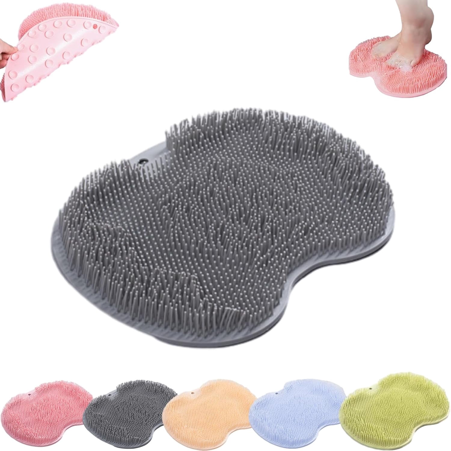 Silicone Shower Foot Scrubber Mat, 2026 Upgraded Shower Foot and Back ...