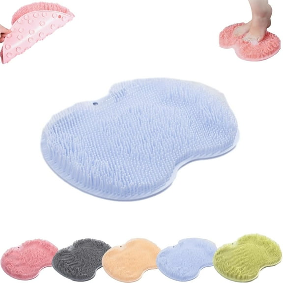 Silicone Shower Foot Scrubber Mat, 2026 Upgraded Shower Foot and Back Scrubber Massage Pad with Non-Slip Suction Cups, Magic Exfoliating & Massages Scrubber Mat for Soothes Tired Feet