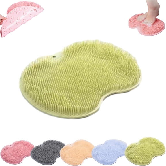 Silicone Shower Foot Scrubber Mat, 2026 Upgraded Shower Foot and Back Scrubber Massage Pad with Non-Slip Suction Cups, Magic Exfoliating & Massages Scrubber Mat for Soothes Tired Feet