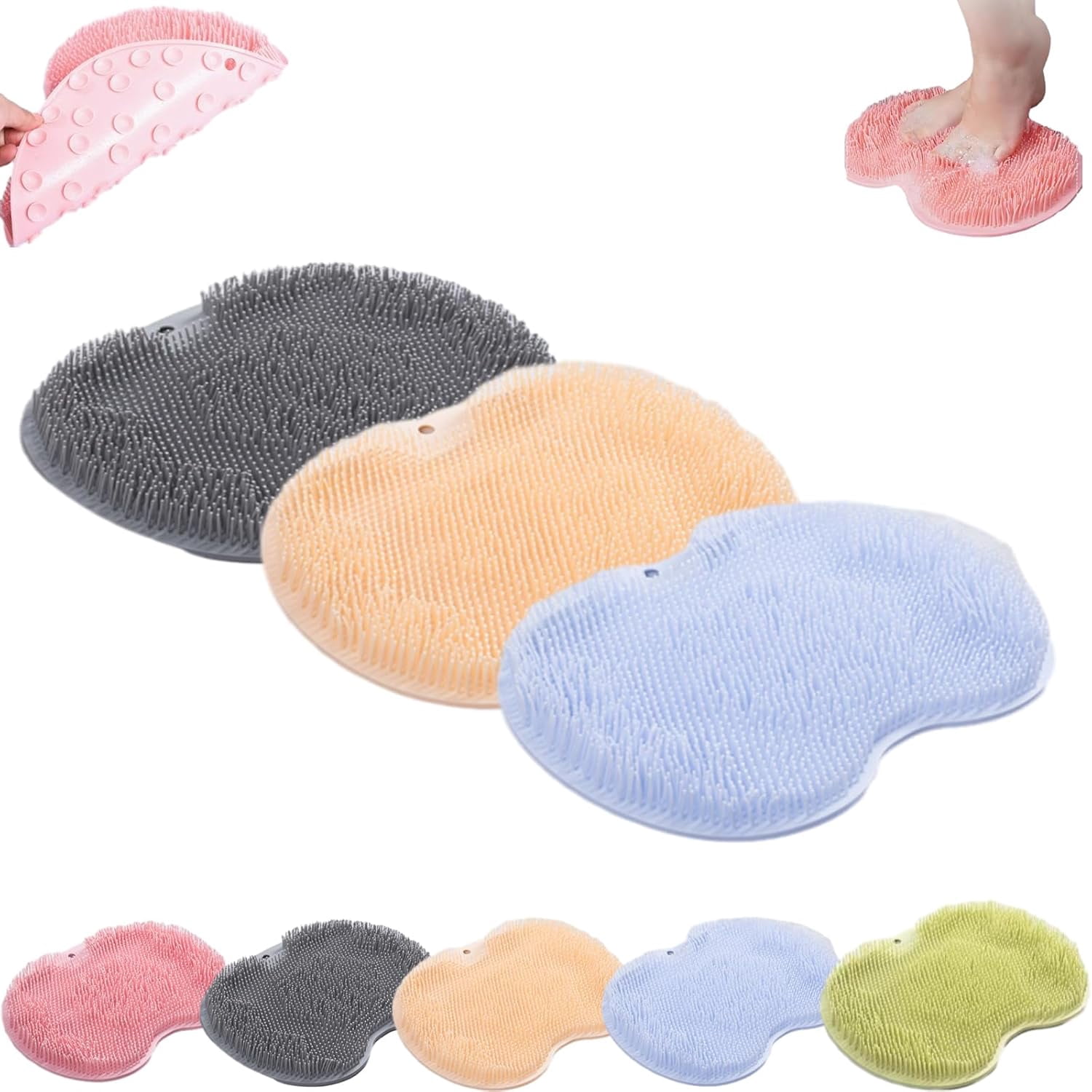 Silicone Shower Foot Scrubber Mat, 2026 Upgraded Shower Foot and Back ...