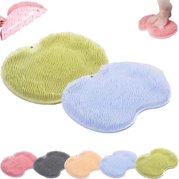 Silicone Shower Foot Scrubber Mat, 2026 Upgraded Shower Foot and Back Scrubber Massage Pad with Non-Slip Suction Cups, Magic Exfoliating & Massages Scrubber Mat for Soothes Tired Feet