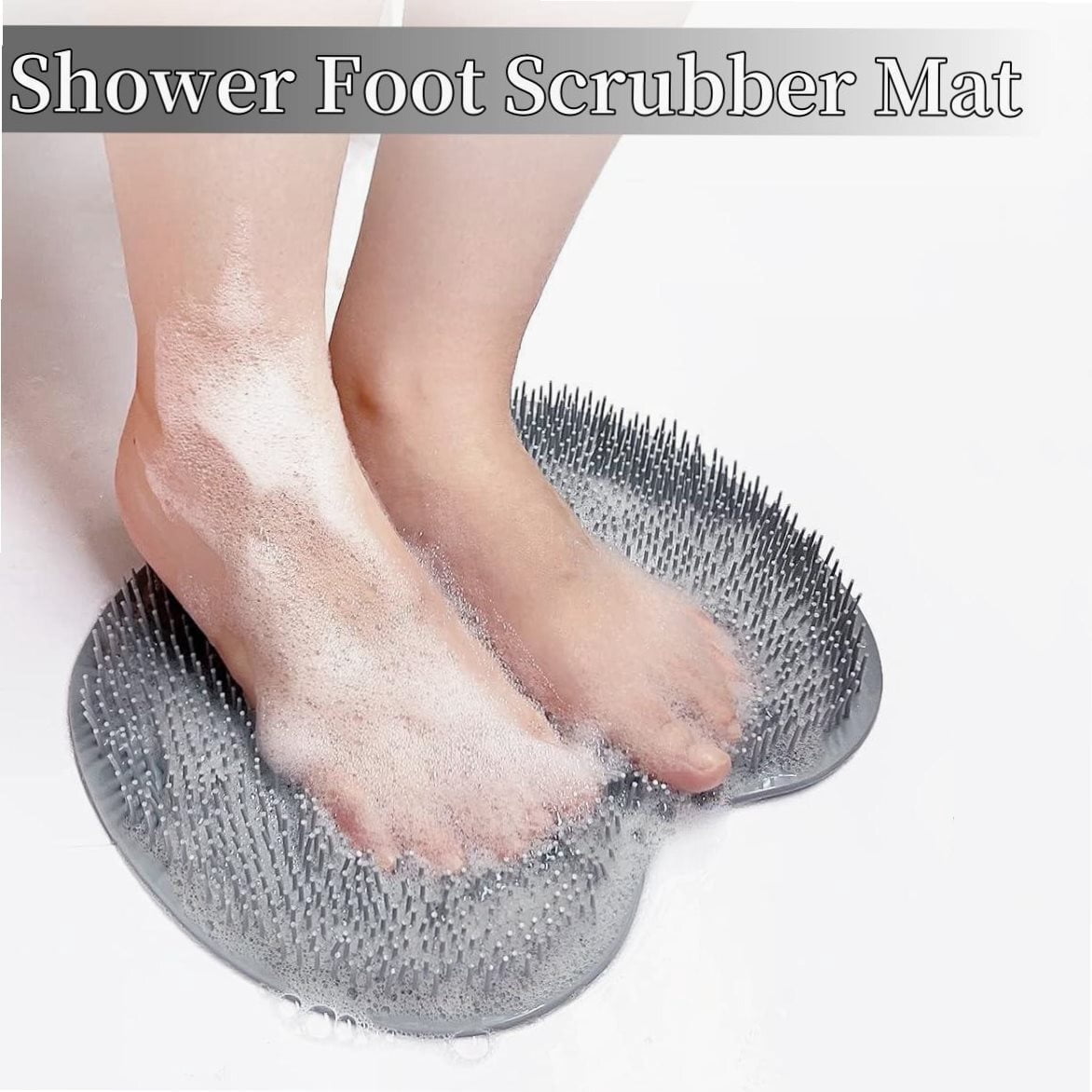 Silicone Shower Foot Scrubber Mat,Back & Feet Cleaning Pad,Shower ...