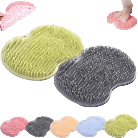 Silicone Shower Foot Scrubber Mat , Exfoliating Bath Wash Pad, Non-Slip Wall Mounted Foot Cleaning Pad, Massage and Back Scrubber