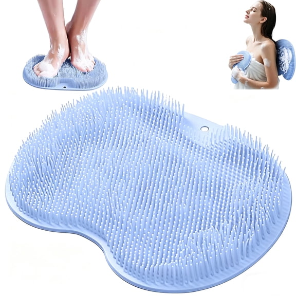 Silicone Shower Foot Scrubber Mat, Non-Slip Bath Mat with Suction Cups for Foot Cleaning & Exfoliating