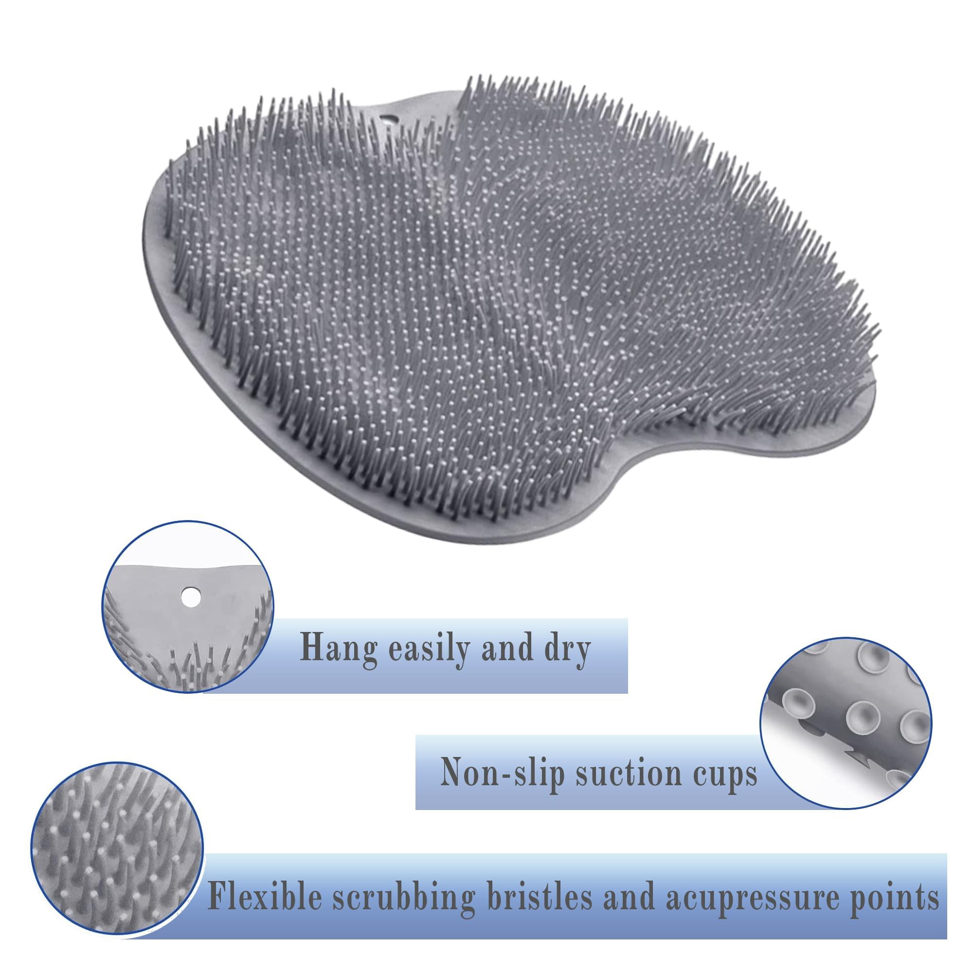 Silicone Shower Foot Scrubber Mat with Wall-Mounted Suction Cups ...