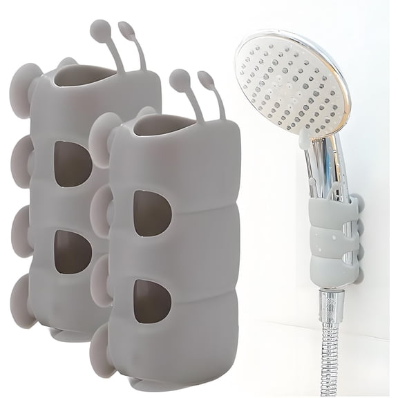 Silicone Shower Head Holder, 2 Pack Universal Relocatable Shower Head Suction Cup Holder, Adjustable Shower Holder for Bathroom Non Drilling