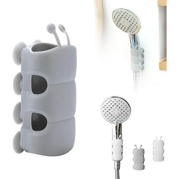 Silicone Shower Head Holder, 2024 New Universal Relocatable Shower Head Suction Cup Holder, Adjustable Shower Holder for Bathroom Non Drilling (White 1)