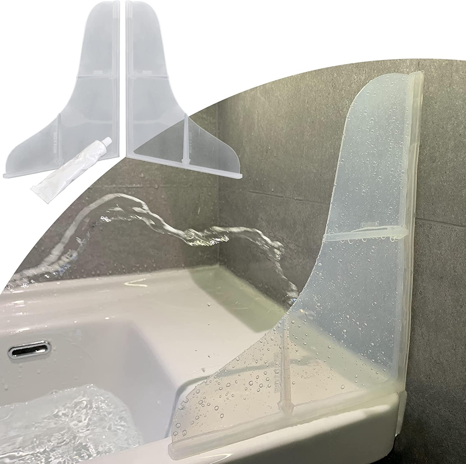 Silicone Shower Splash Guard, Clear Bathtub Corner Splash Guard