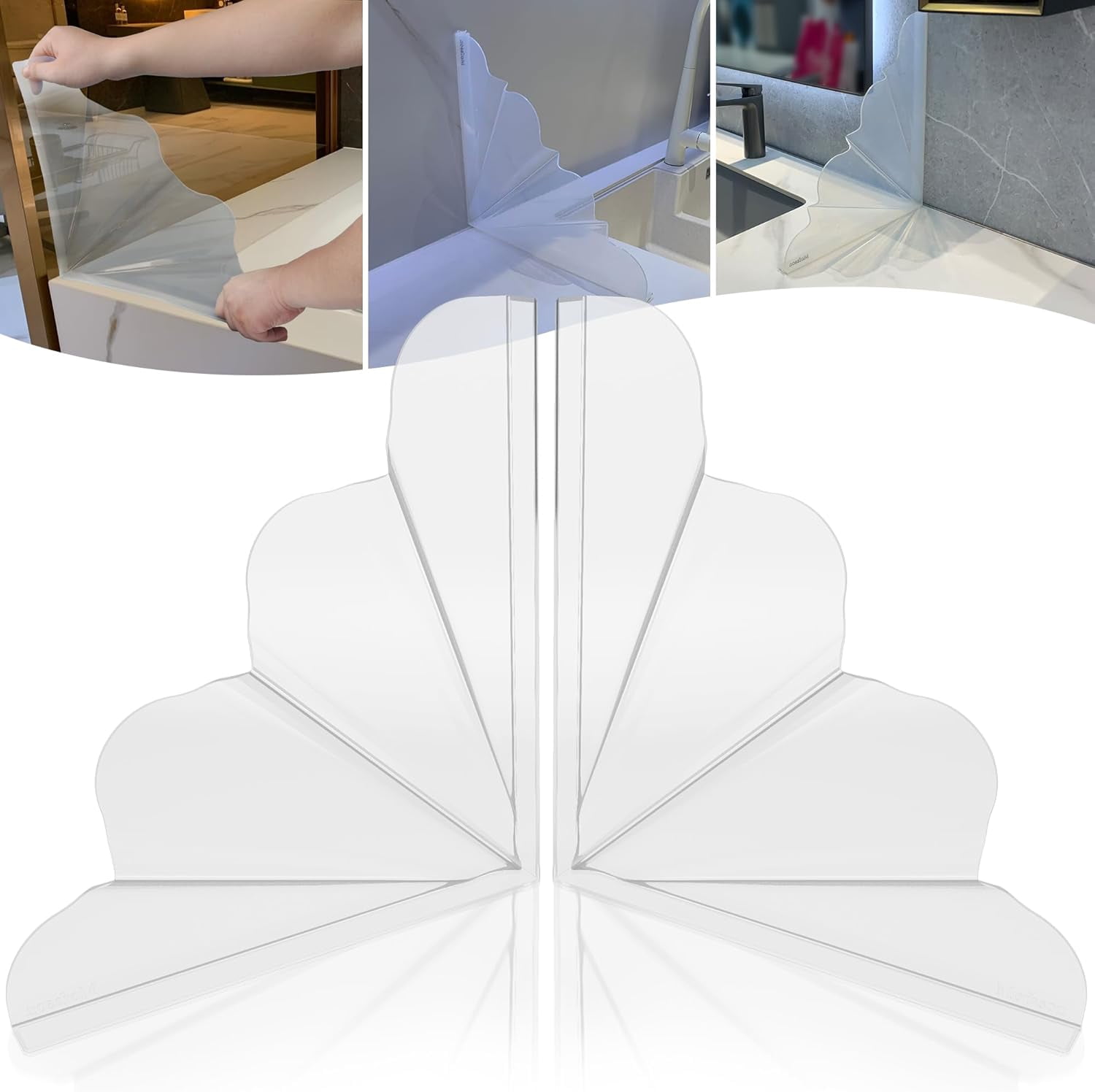 Silicone Shower Splash Guard, XXL Clear Bathtub Corner Splash Guard ...
