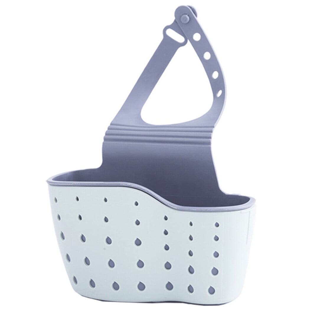 Outgeek Silicone Double Saddle Sink Caddy Basket Sponge Brush Gadgets Holder Organizer for Kitchen Bathroom, White