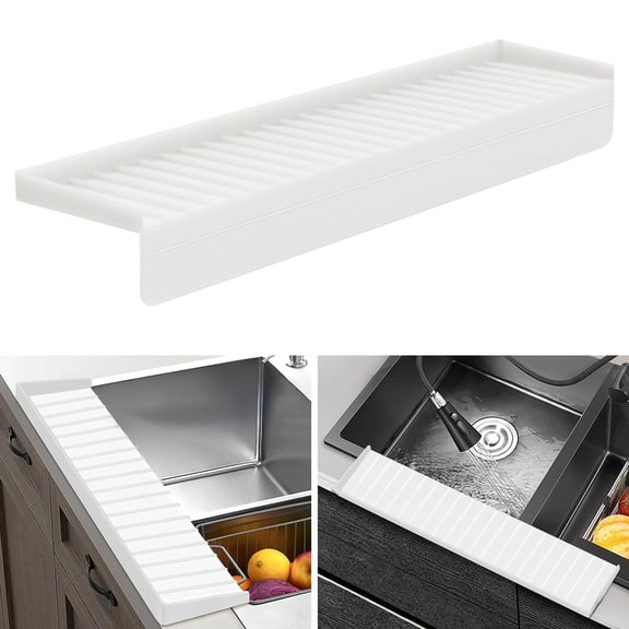 Silicone Sink Edge Protector, 20"x4" Cuttable Sink Splash Guard for Kitchen Sink, Against Scratches Splashes Stains,Transparent