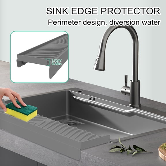 Silicone Sink Edge Protector - Splash Guard with Suction Cup Anti-slip Multifunction Countertop Kitchen