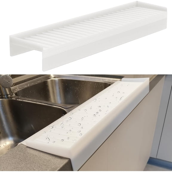 Silicone Sink Edge Protectors - Multifunction Accessories, Splash Guard & Draining Mat for Kitchen, Bathroom Sink, Steel, Granite, Quartz Countertops (Transparent-1, 4 * 20in)