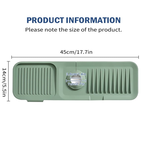​Silicone Sink Faucet Mat – Splash Guard & Drip Catcher For Kitchen & Bathroom, Non-Slip Dish Soap Tray, Water Absorbent Mat (Fits Most Faucets)​