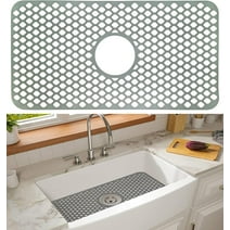 Silicone Sink Mat 24.8"x 13", Grey Kitchen Sink Protector Grid Accessory with Center Drain,1 PCS Non-slip Folding Sink Grates for Bottom of Farmhouse Stainless Steel Porcelain Sink