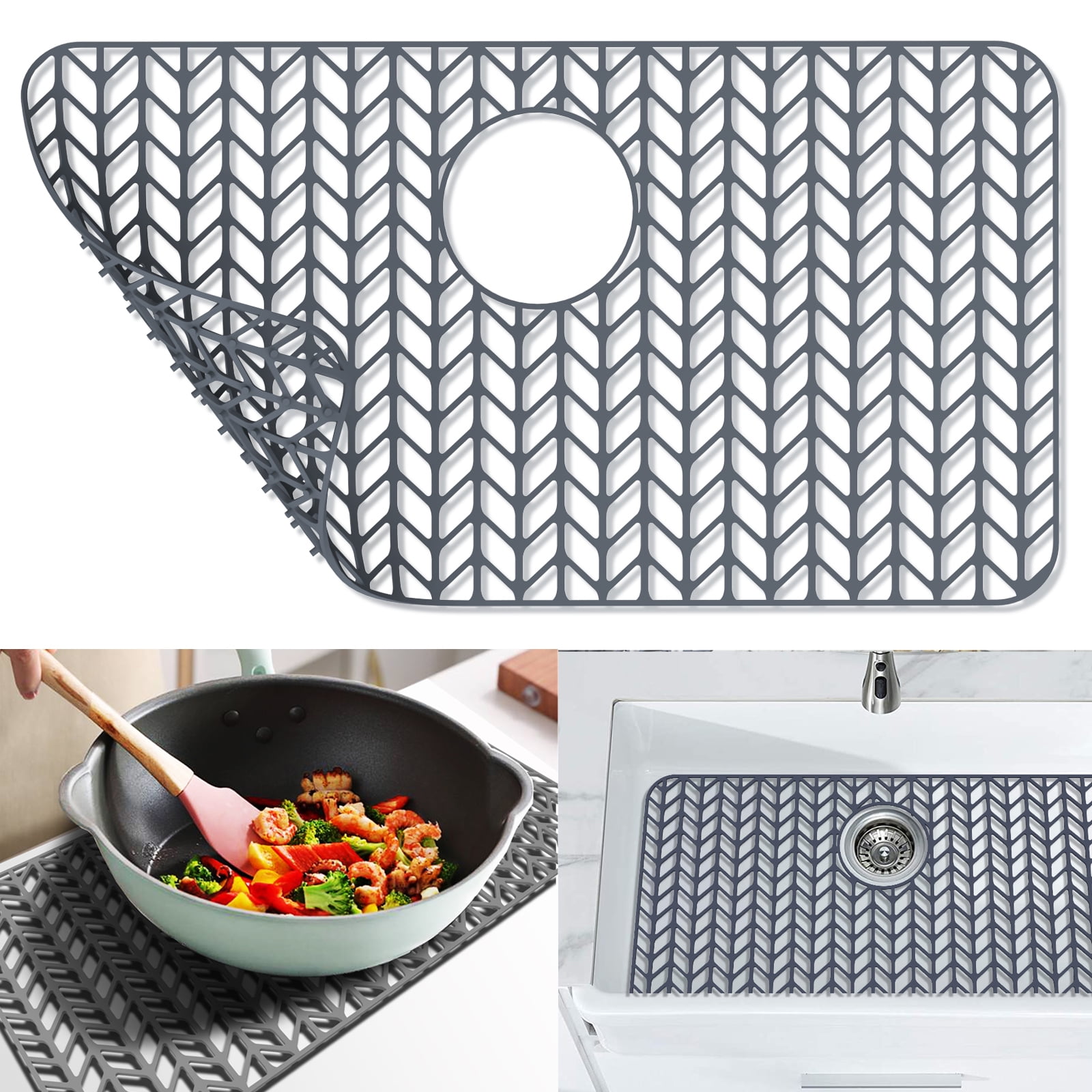 YIBUKIY 26''x14'' Silicone Sink Mat, Kitchen Saver, Protectors for Stainless Steel, Porcelain