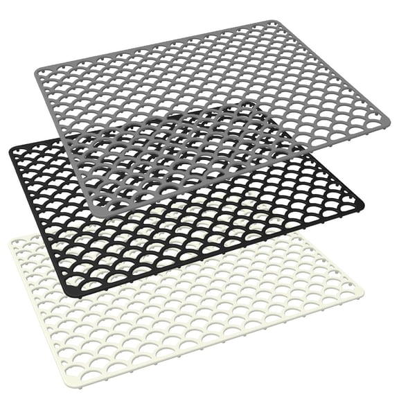 Silicone Sink Mat, Kitchen Sink Protector Grid For Bottom Of Center Drain Sink Black YIWEI