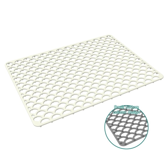 Silicone Sink Mat, Kitchen Sink Protector Grid For Bottom Of Center Drain Sink Rice White YIWEI