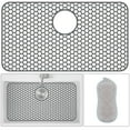 thumbnail image 1 of Silicone Sink Protector, 26" x 14" Rear Drain Kitchen Sink Mat for Sink Bottom, Non-Slip and Heat-Resistant, For Farmhouse and Stainless Steel Sinks, With a Scrub Sponge(Rear Hole), 1 of 7