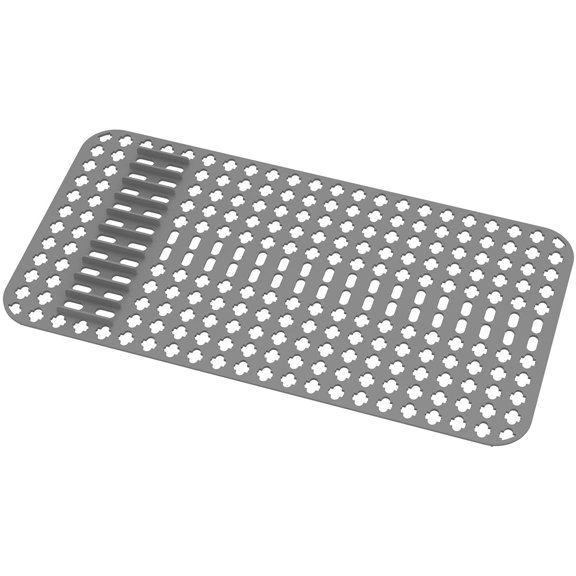 Silicone Sink Protector Heat-Resistant Anti-Slip Kitchen Sink Liner Mat Cuttable Drain Holes Reusable Drainer Mat for Rectangle Sink-grey