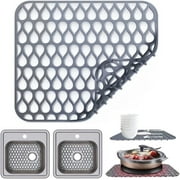 Silicone Sink Protector for Kitchen, Cuttable Kitchen Sink Mats Grid Accessory Folding Non-slip Sink Mat for Bottom of Farmhouse Stainless Steel Porcelain Sink (Grey) 13.58''x 11.6''