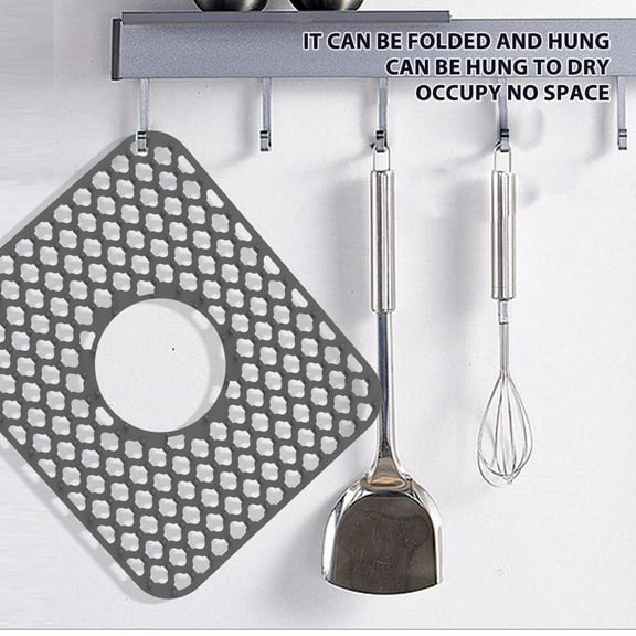 Silicone Sink Protector Mat For Kitchen Non-Slip Heat-<span Style="background:red"></span> Drain Grid Liner Grey