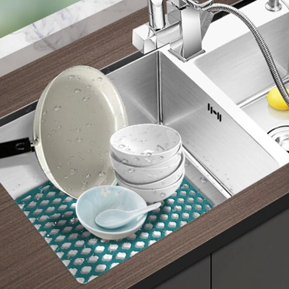 Silicone Sink Protector Mat For Kitchen Non-Slip Heat-<span Style="background:red"></span> Drain Grid Liner Grey