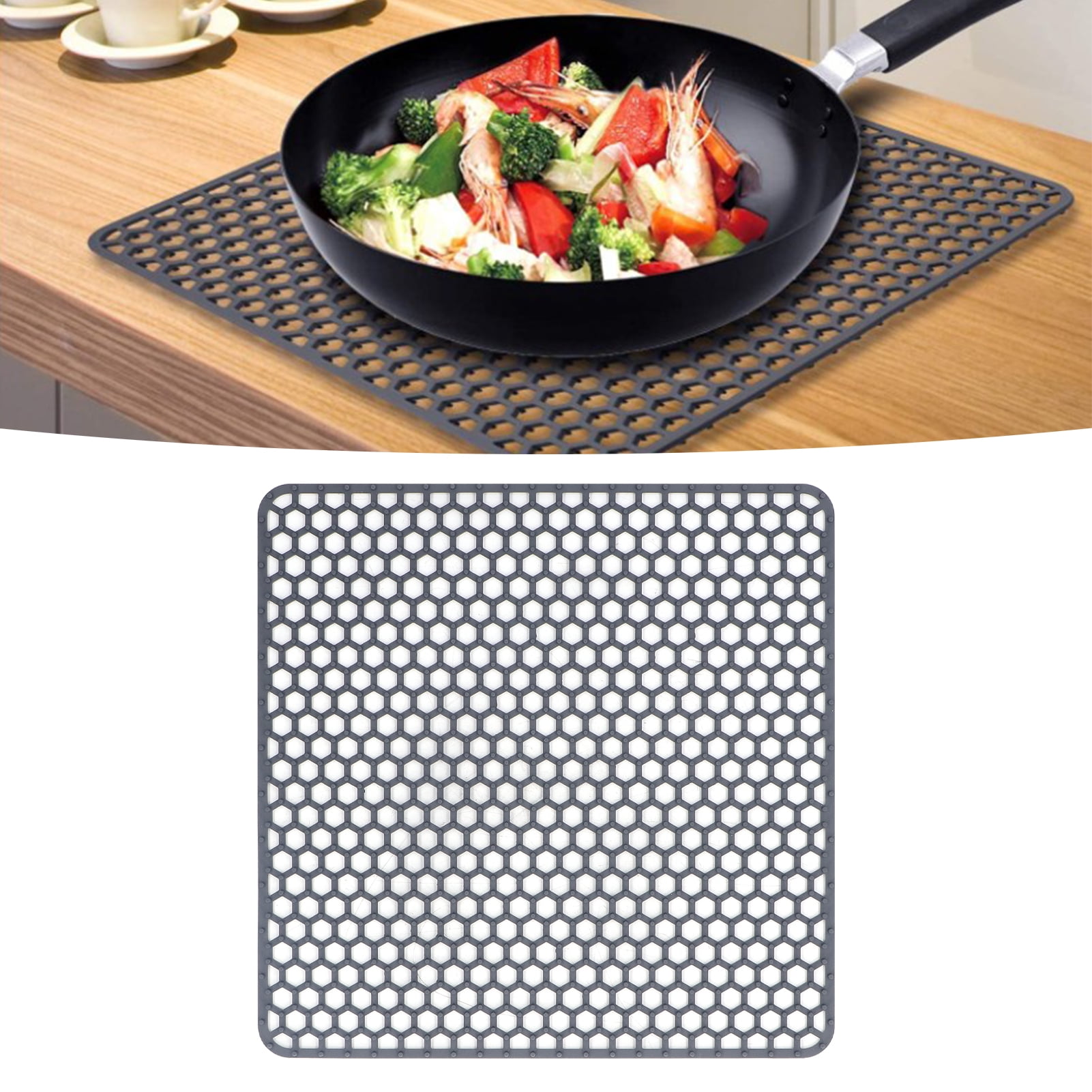 Silicone Sink Protector, Rear Drain Kitchen Sink Mats Grid Accessory