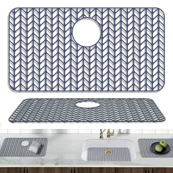 Silicone Sink Protectors for Kitchen, 28.4''x 15.2'' Sink Mat Grid for Bottom of Farmhouse Stainless Steel Porcelain Sink