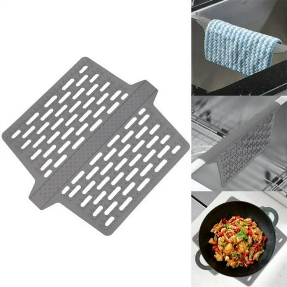 Silicone Sink Saddle, Sink Divider Protector With Strong Suction Cups Kitchen Sink Mats For Double Sink Drainage, 12.7x10.7inch