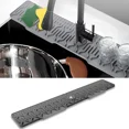thumbnail image 1 of Silicone Sink Splash Guard – Faucet Drip Catcher & Countertop Protector Mat, Quick-Dry Non-Slip Tray For Kitchen & Bathroom (Black/Grey, 34" X 6")​, 1 of 7