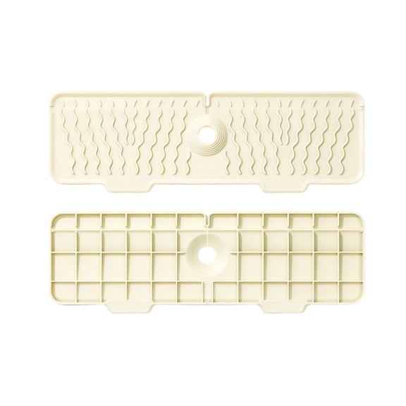 Silicone Sink Splash Guard, Faucet Drying Mat with Drainage Groove for Kitchen Counter, 18 Inch, White