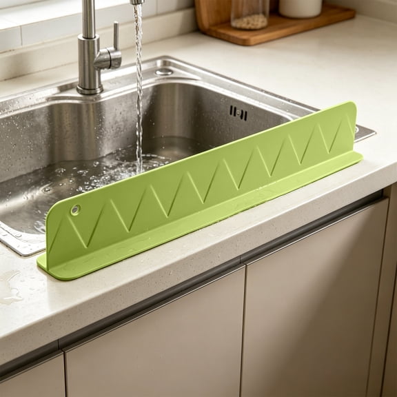 Silicone Sink Splash Guard Water Deflector Strip Suction Cup Kitchen Bathroom Countertop Water Barrier Anti Splash Protector Flexible Drain Baffle Sink Edge Water Stopper Household Tool