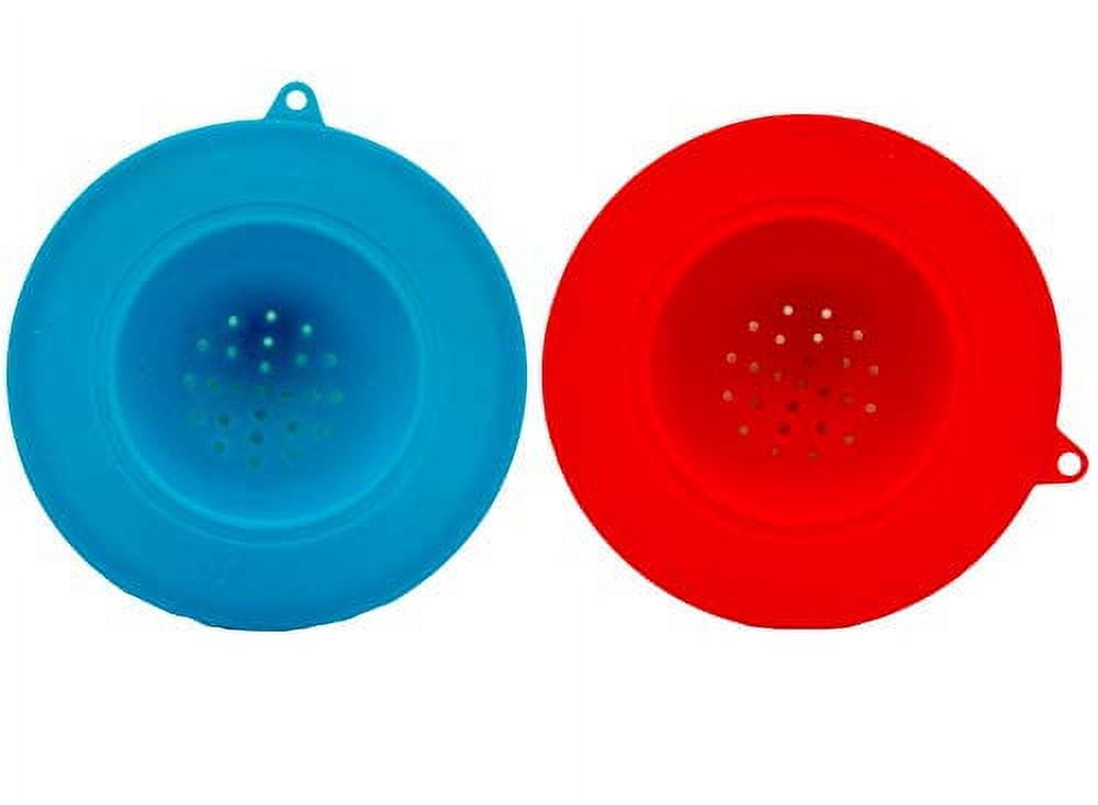 Silicone Sink Strainer (2 Pack) Red and Blue Drain Guard Garbage
