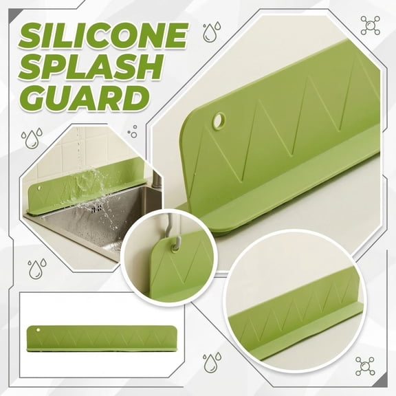 Silicone Sink Water Guard, Kitchen Countertop Backsplash Deflector, Waterproof Splash Shield for Basin, Sink Edge Protector, Non-Perforated Flexible Barrier