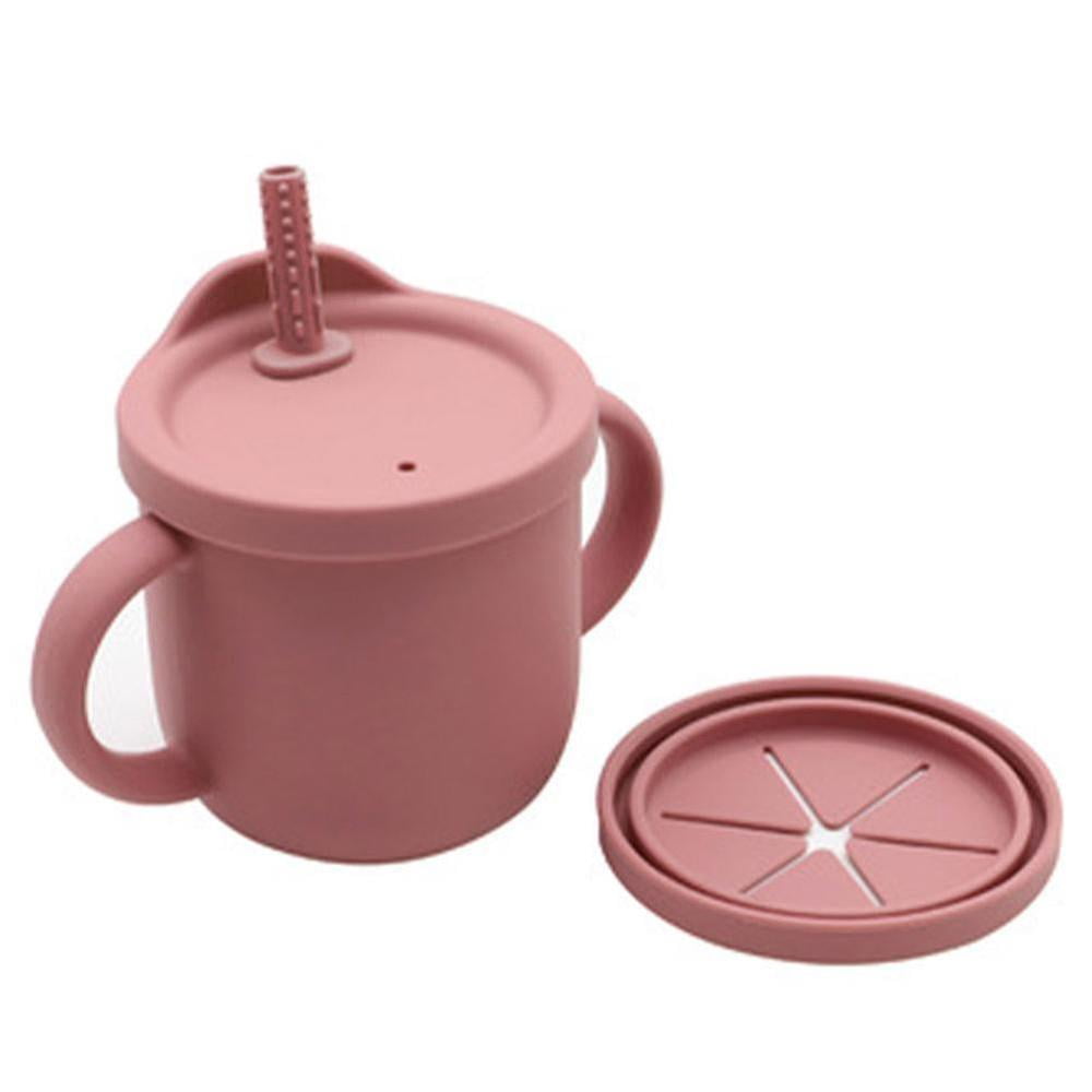 Silicone Sippy Cups For Toddlers, Snack Cups With Straw For Baby