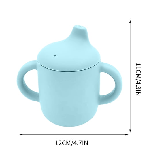 Silicone Sippy Cups, Soft Spout & Easy Grip Handles, Portable Silicone Learning Drink Cup, Leak-Resistant, Dishwasher Safe Blue