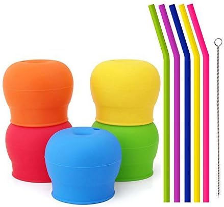 Silicone Sippy Straw Cup Lids for Toddlers & Babies - Pack of 5 ...
