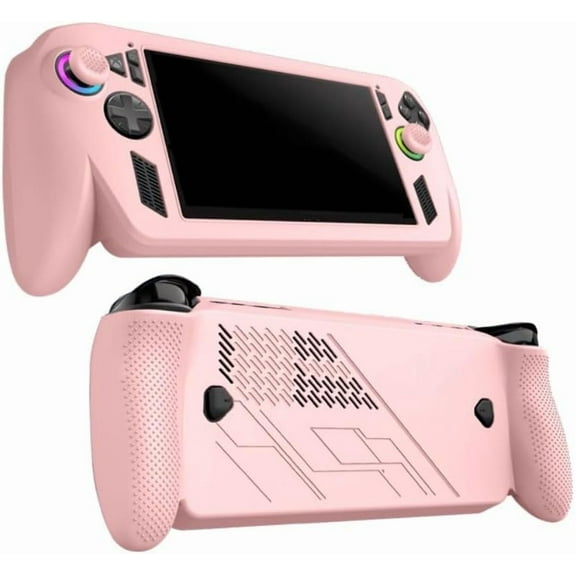 Silicone Skin for Xbox and for ROG Ally-X Game Consoles with Rocker Cap,Shockproof Anti-Scratch Non-Slip Grip Wrap Protective Silicone Protector Cover(Pink)