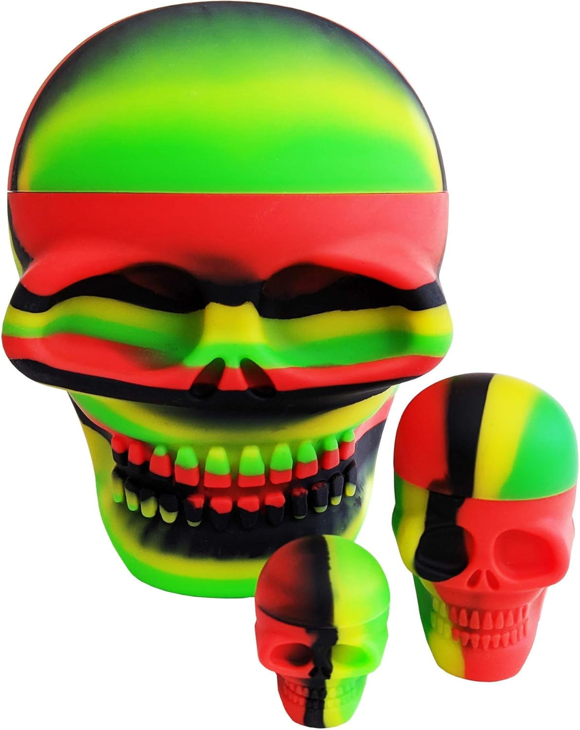 Silicone Skull Storage Containers Set, Non-Stick Reusable Silicone Jars for Small Item Organization, Durable Multi-Size Storage Set