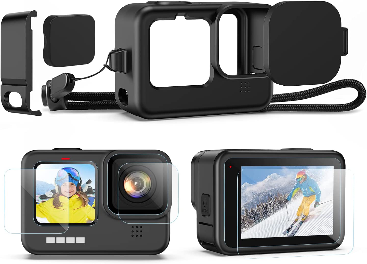 Silicone Sleeve Case for GoPro Hero 11 Hero 10 Hero 9, 6PCS Tempered