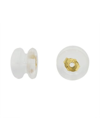 Silicone Slider Earring Backs (Mushroom) Sterling Silver (Pair)