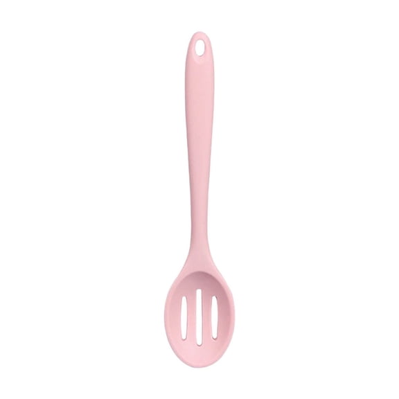 Silicone Slotted Spoon,Long Pink Heat Resistant Kitchen Ladle with Hanging Hole,Extra Deep Scoop for Draining Pasta,Boiled Vegetables and Soup, Ideal for Non-Stick Cookware and Healthy Cooking