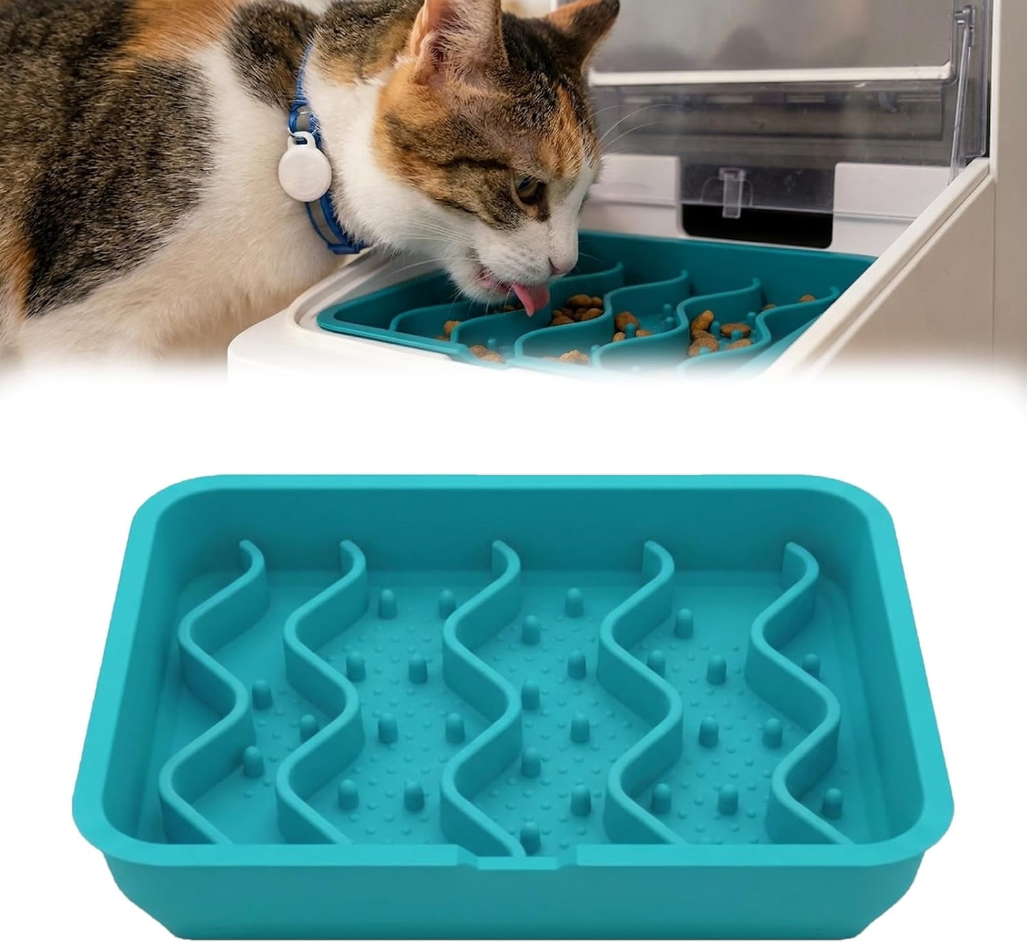 Silicone Slow Feed Bowl Compatible with PetLibro One RFID Feeder, Slow Feed Bowl Replacement Insert, Anti-Gulping Pet Tray to Stop Vomiting and Bloat (Wave)
