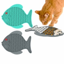 Silicone Slow Feeder Dog Cat Bowls,2 Pack Fish-Shaped Anti-Choking Healthy Eating Bowl , Anti-Slip Dog Feeding Bowls That Slow Down Eating,Prevents Puppy Kitty Overeating(Blue Grey)