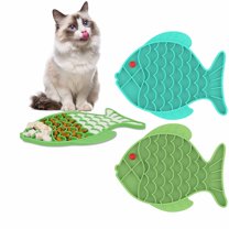 Silicone Slow Feeder Dog Cat Bowls,2 Pack Fish-Shaped Anti-Choking Healthy Eating Bowl , Anti-Slip Dog Feeding Bowls That Slow Down Eating,Prevents Puppy Kitty Overeating(Blue Green)