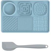 Silicone Slow Feeder Lick Mat with Suction for Small Dog Cat,Puzzle Food Mat, Slow Feeding Food,Stimulating Puzzle Activity, Boredom Anxiety Reducer for Pet (Blue)