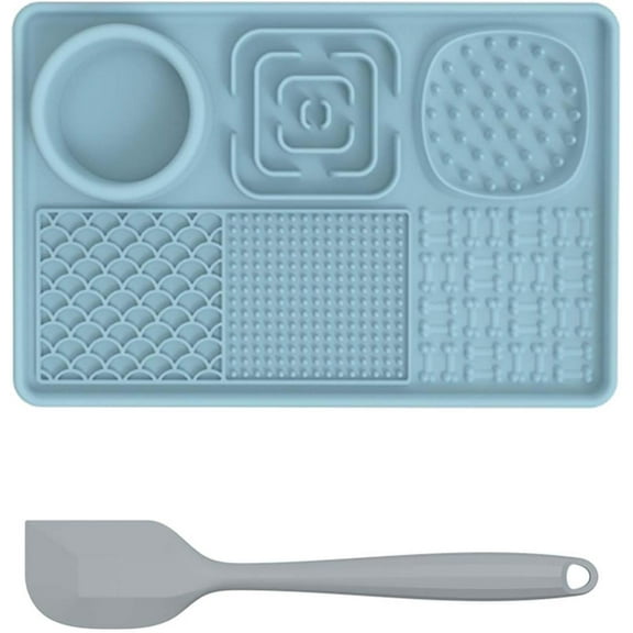 Silicone Slow Feeder Lick Mat with Suction for Small Dog Cat,Puzzle Food Mat, Slow Feeding Food,Stimulating Puzzle Activity, Boredom Anxiety Reducer for Pet (Blue)