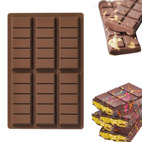 Silicone Snap Bars Making Set Break Apart Wax Melt Mould Easy Release Soy Candle Mould Rectangle Non Stick for Protein and Energy Soap Home Diy Handmade Gifts,Thick Chocolate Bar Silicone Mold Yh913