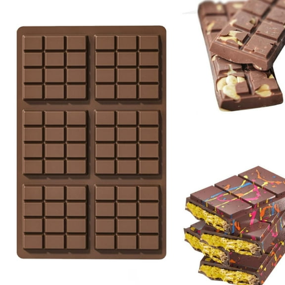 Silicone Snap Bars Making Set Break Apart Wax Melt Mould Easy Release Soy Candle Mould Rectangle Non Stick for Protein and Energy Soap Home Diy Handmade Gifts,Thick Chocolate Bar Silicone Mold Yh917